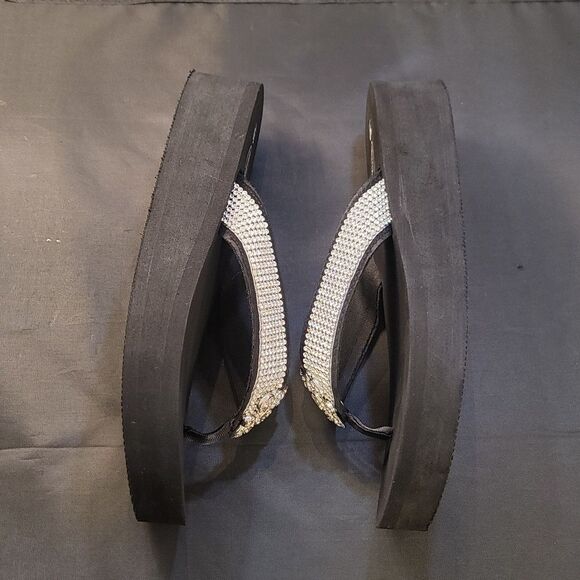 KRISTEN!S KLOSET CRYSTAL FLIP-FLOP GLITZY WOMEN'S WEDGE SANDALS - Picture 10 of 14